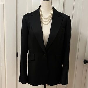 Zara Woman Made in Spain Black Tuxedo Style Jacket Single Button Fully Lined EUC